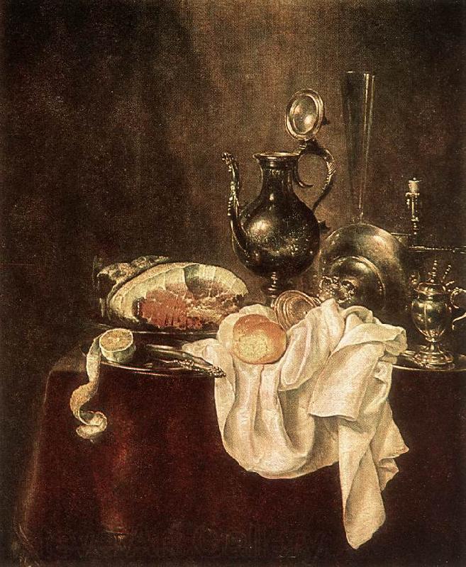 HEDA, Willem Claesz. Ham and Silverware wsfg Norge oil painting art